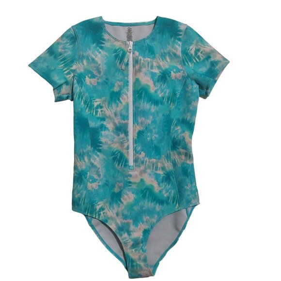 Calme Womens Neoprene Zip Front One Piece Blue Swim/Snorkel/Scuba Suit Small - Picture 3 of 10